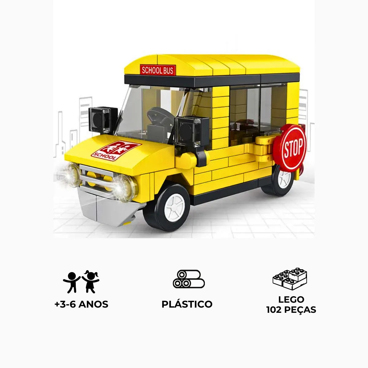 Brinquedo Blocos de Construção Carro Ônibus Escolar