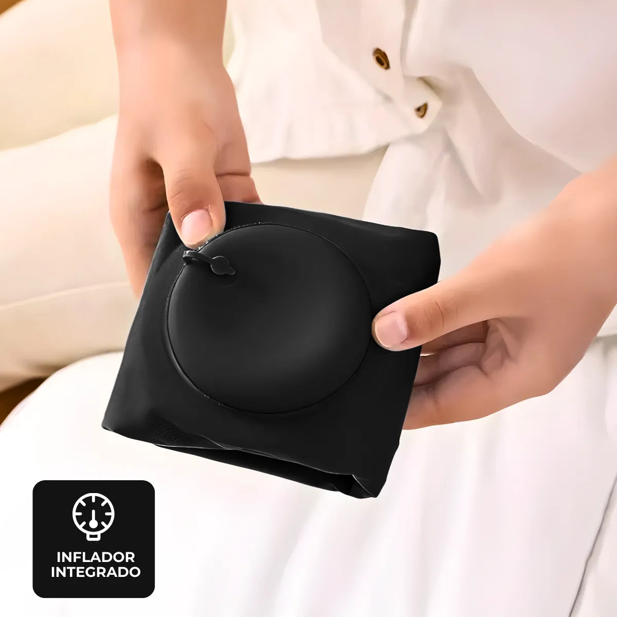 Travesseiro Almofada de Viagem Inflável e Portátil - PRETO