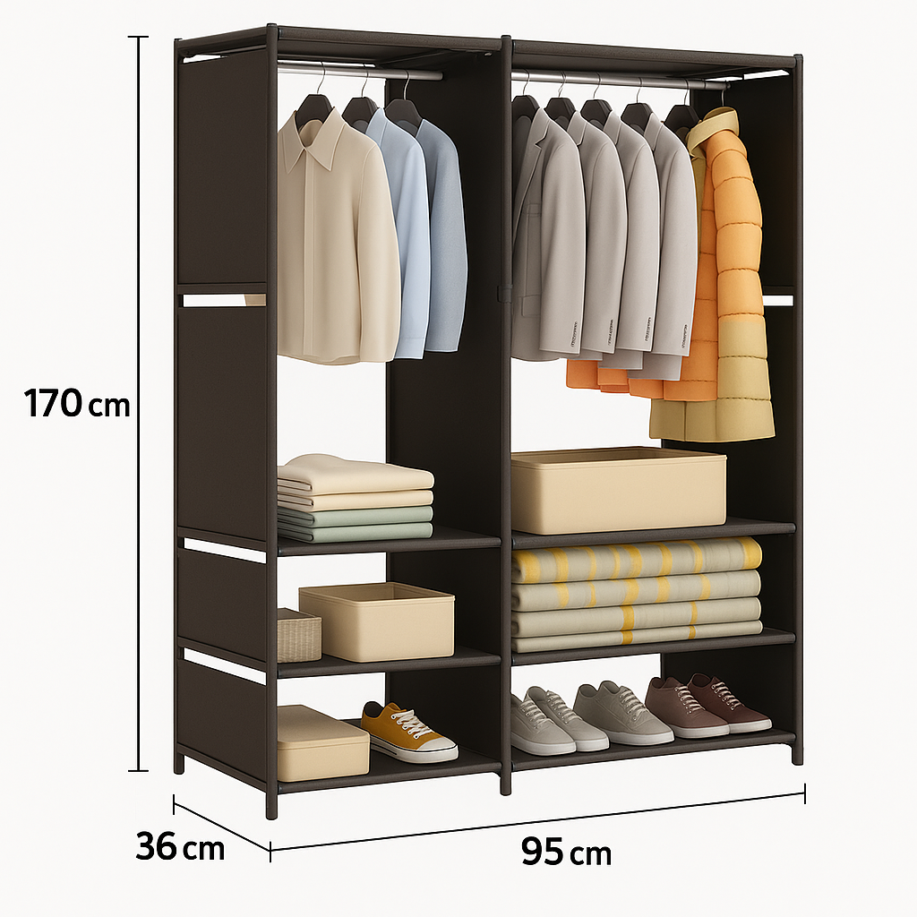 Organizador De Roupas 2 Colunas Aberto Closet Desmontável