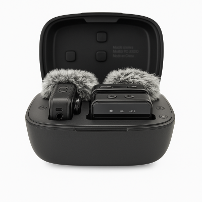 Microfone de Lapela Sem Fio com Abafadores