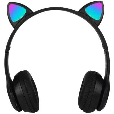 Cópia - Fone Bluetooth Orelha De Gato Led Colorido (PRETO)