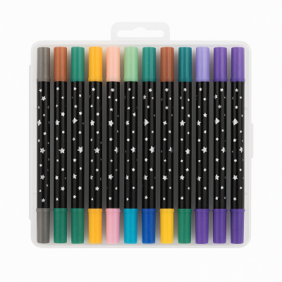 Canetas para Colorir com Glitter 2 pontas com 48 Cores